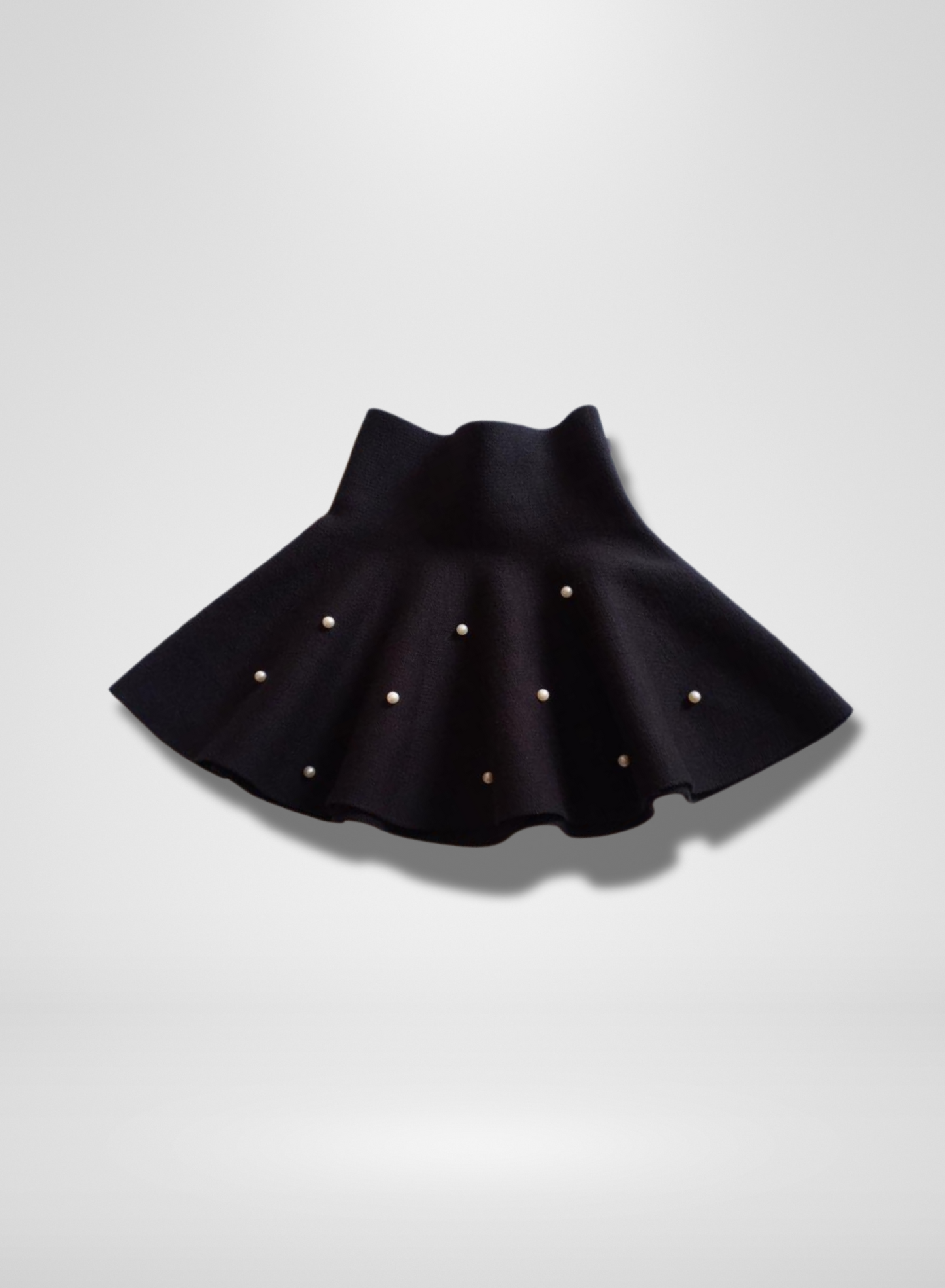 Black Wool Skirt W/ Pearls