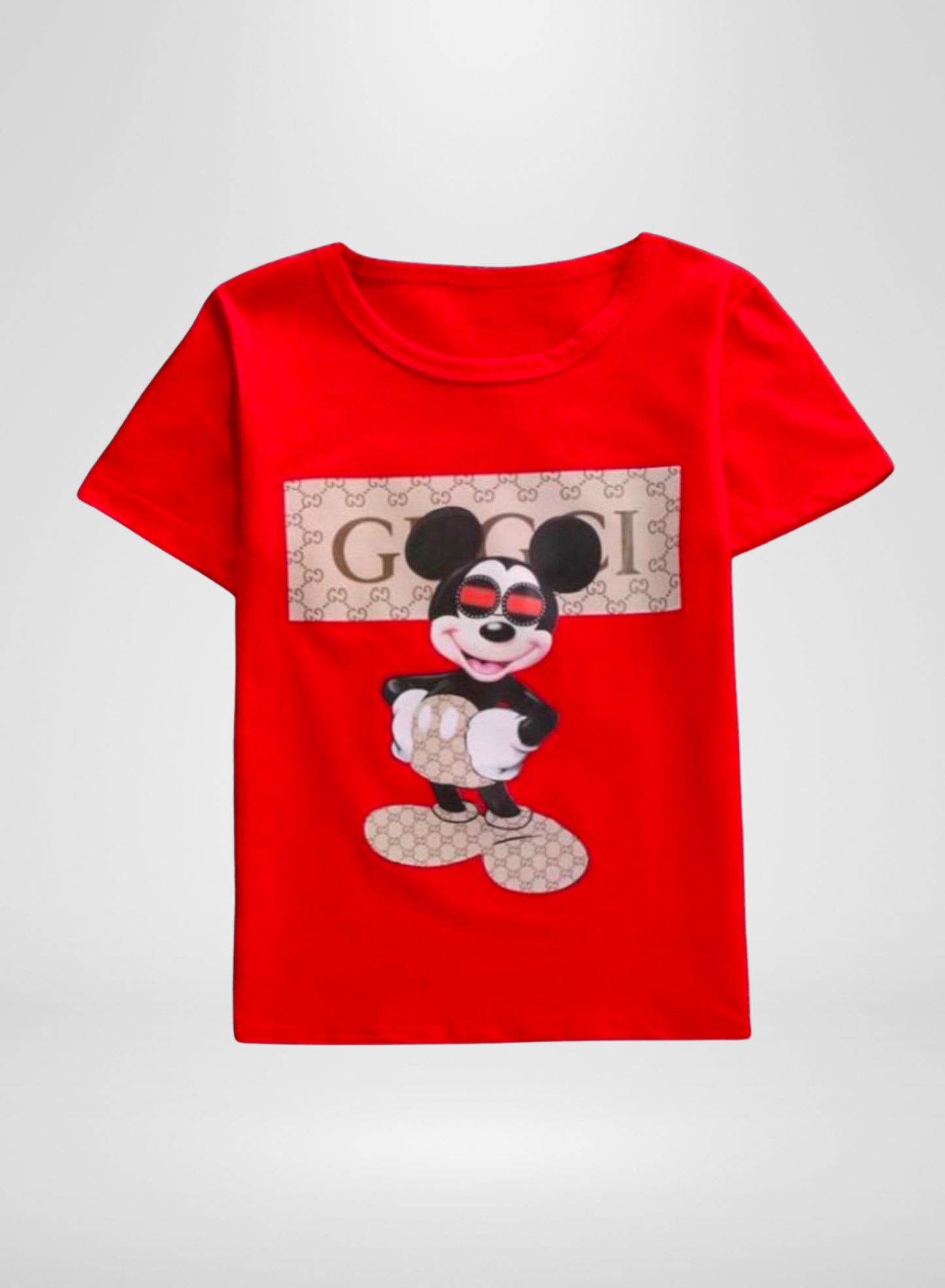 Red GG Fashion Mickey T-Shirt