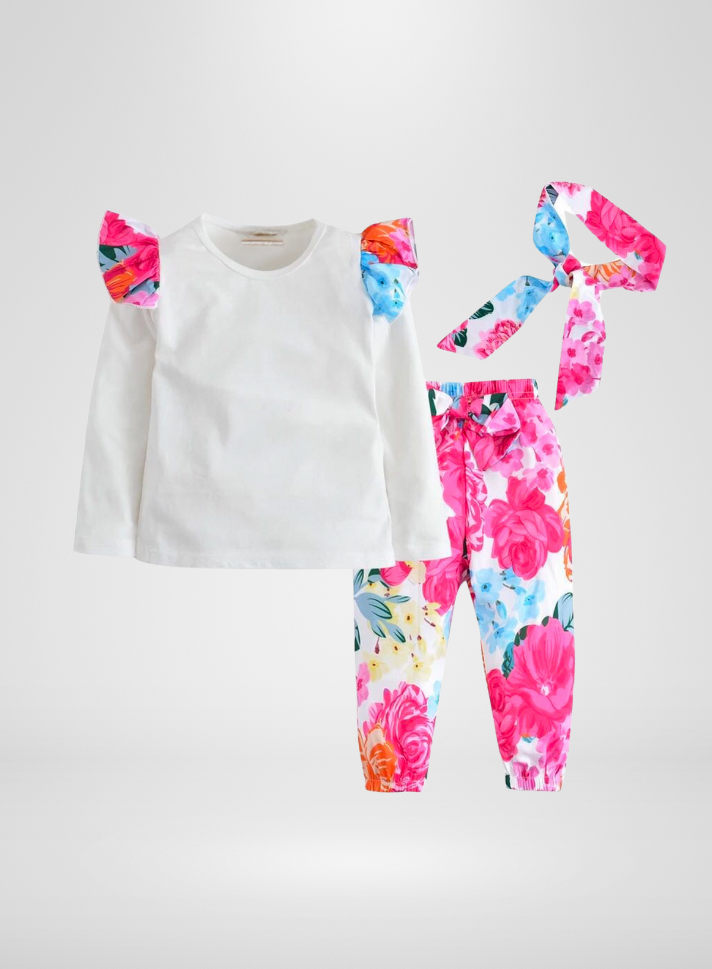 2 Piece Set Floral Summer Pink