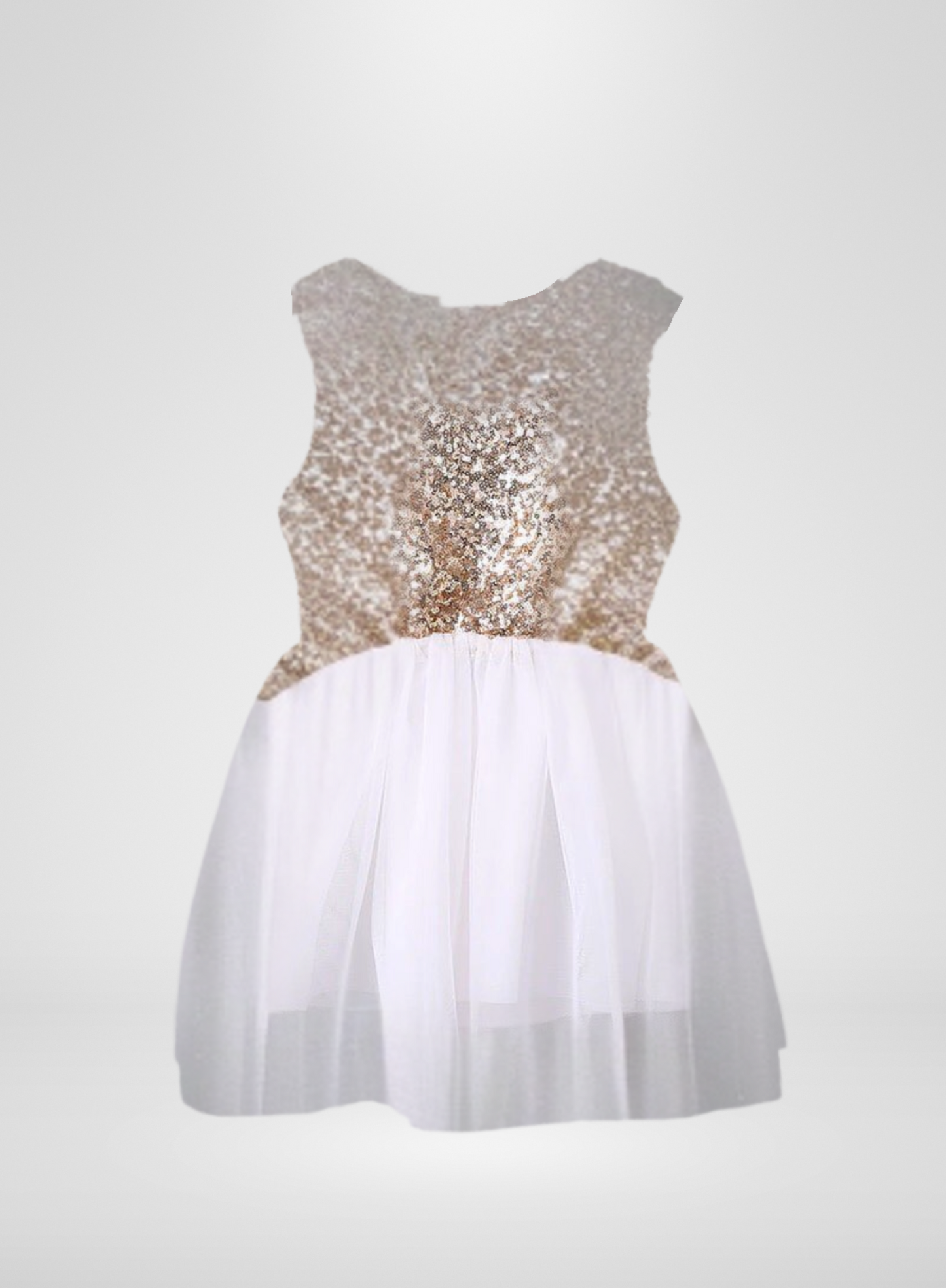 Gold Sequence Dress w/ White Tulle