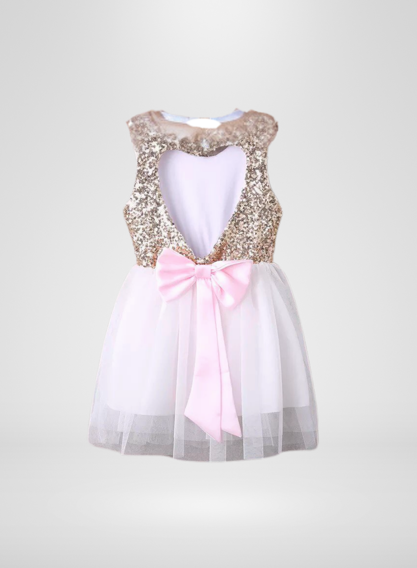 Gold Sequence Dress w/ White Tulle