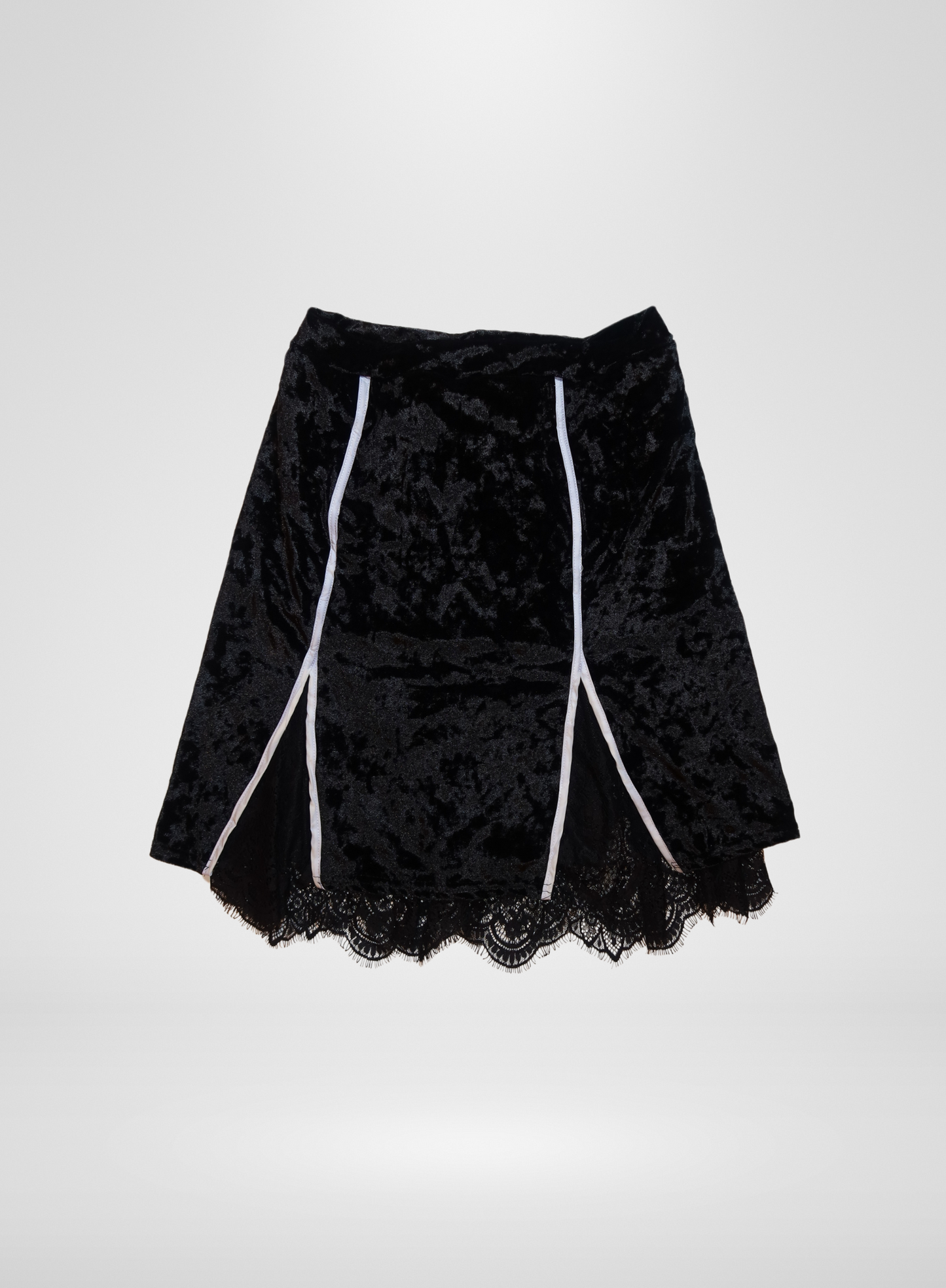 Black Velvet Long Skirt with Lace Bottom