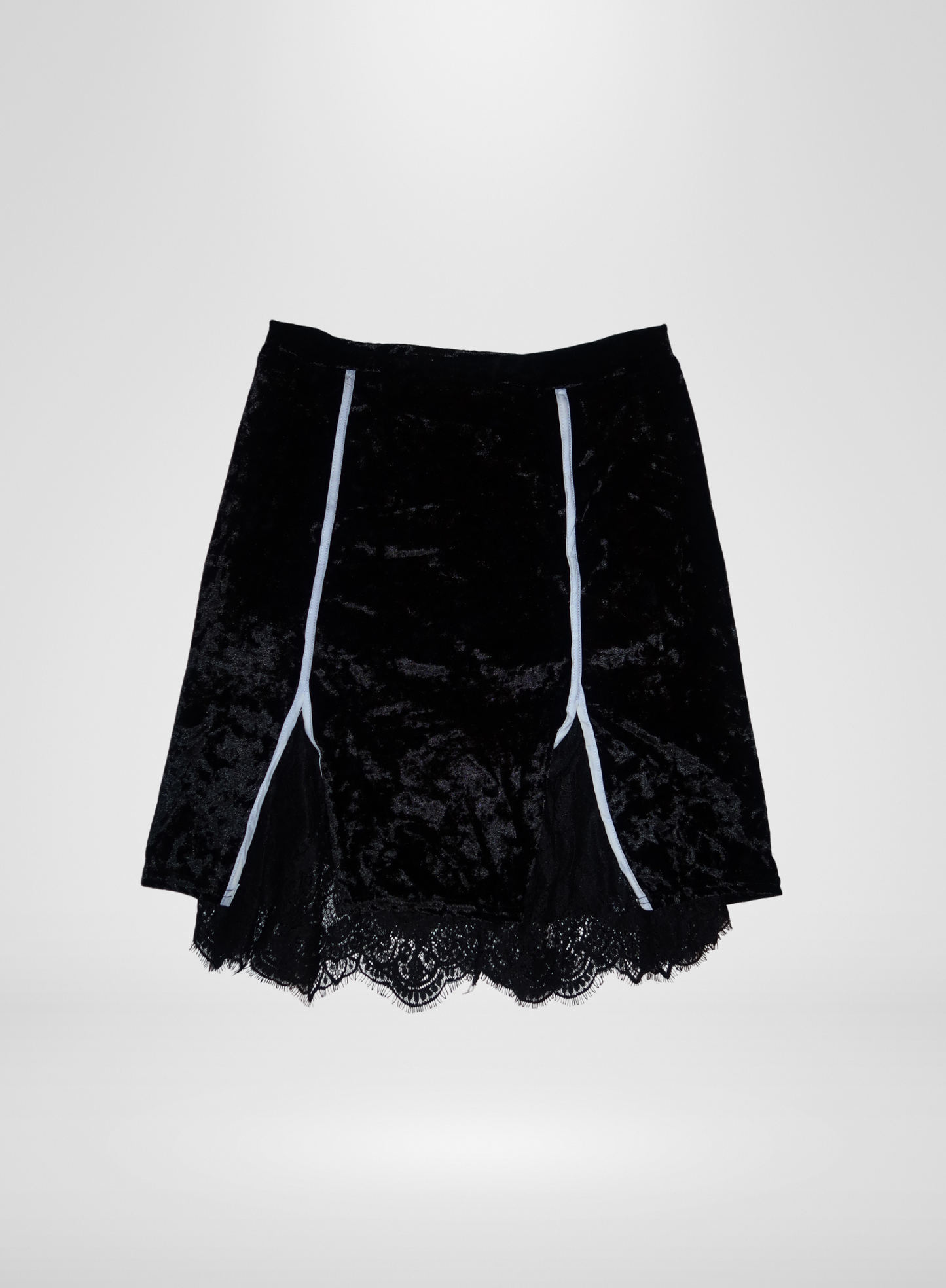 Black Velvet Long Skirt with Lace Bottom