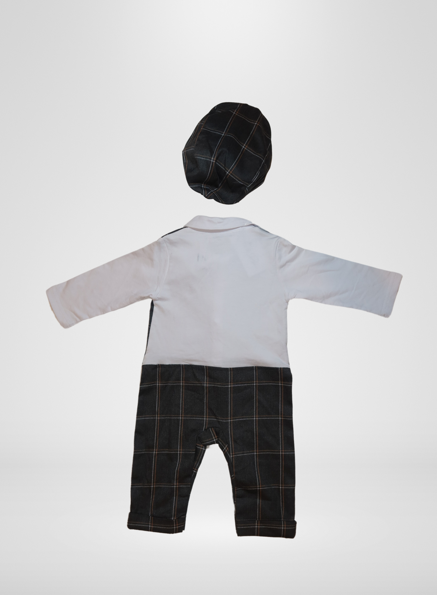 One Piece Boys Vest Suit Grey w/bow Tie w/ Hat
