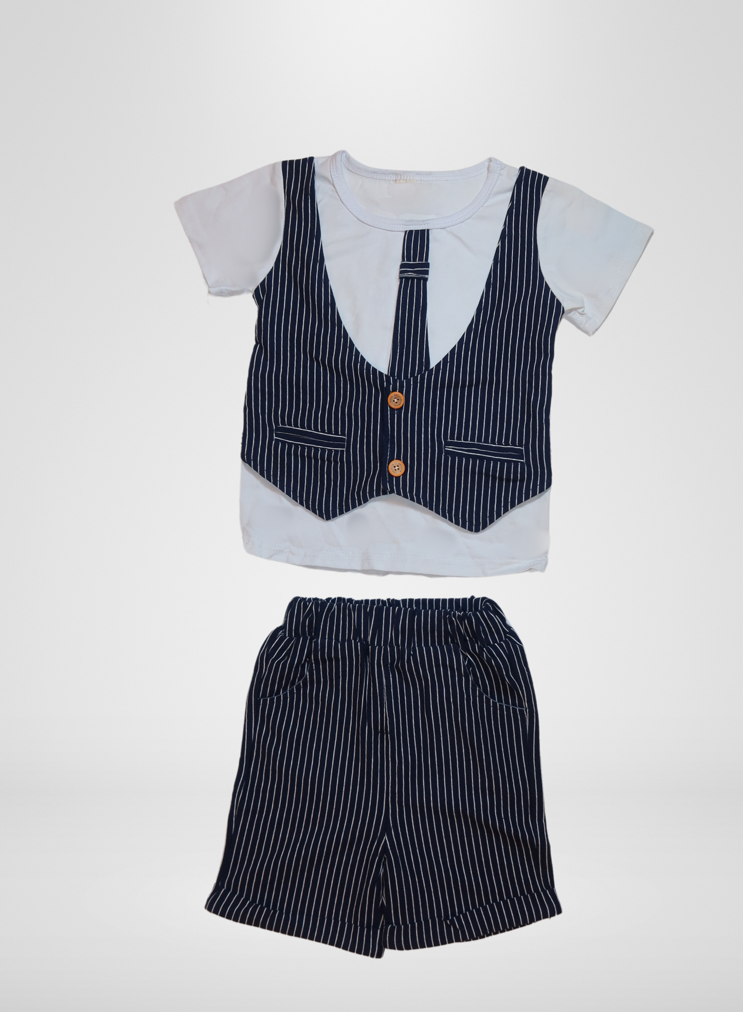 Boys 2 Piece Short Set Blue Stripes