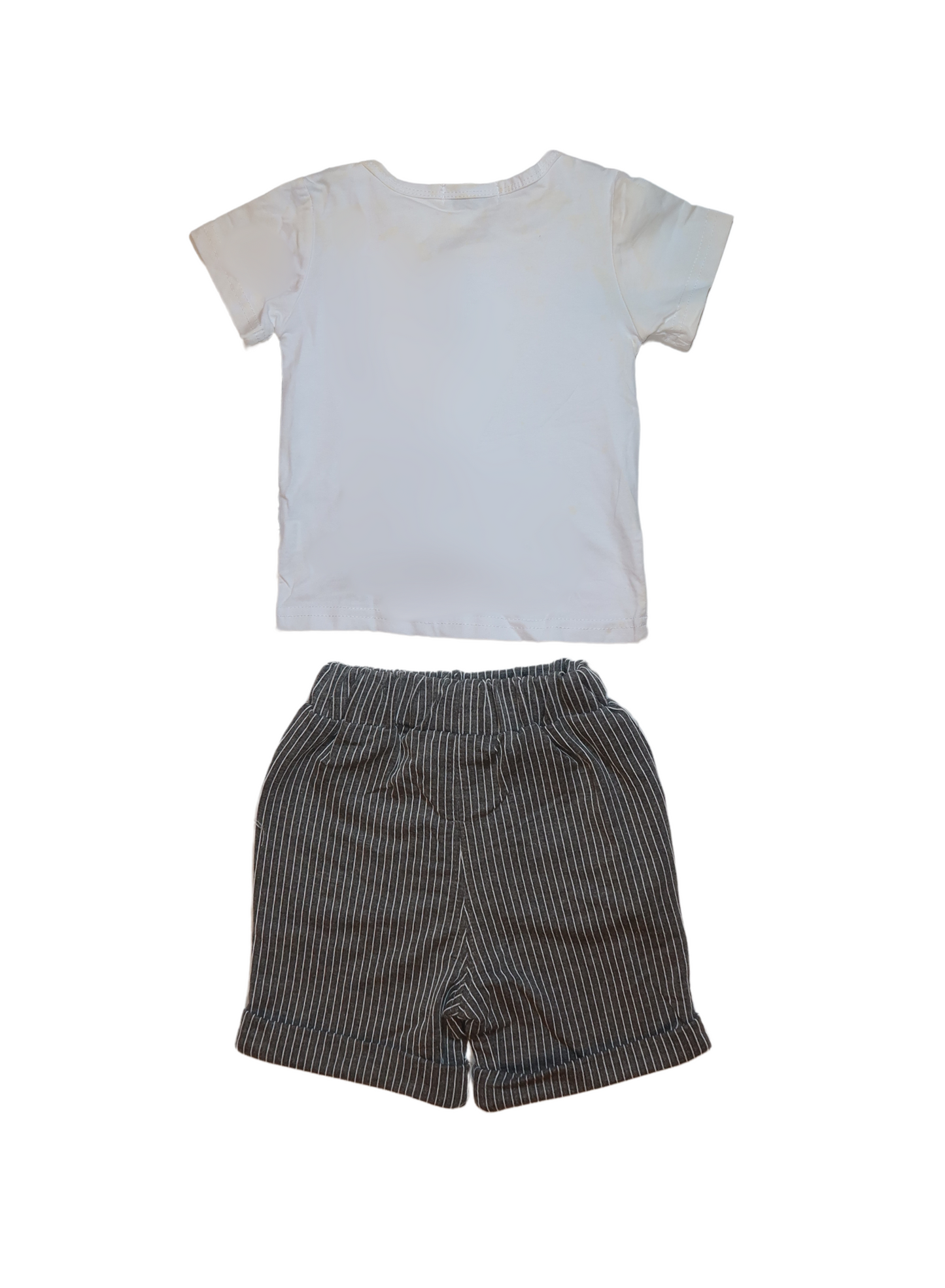Boys 2 Piece Short Set Grey Stripes