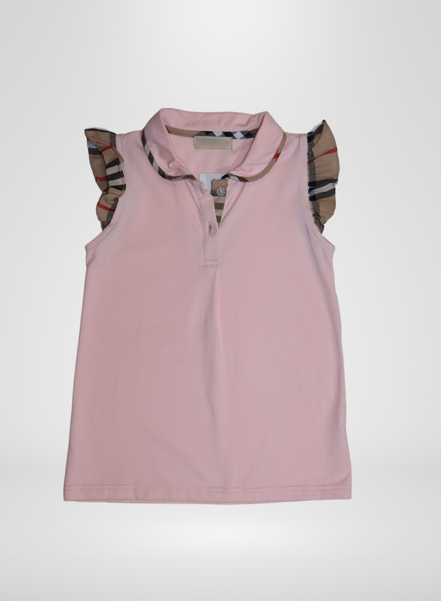 Pink Polo Dress with Plaid Trim