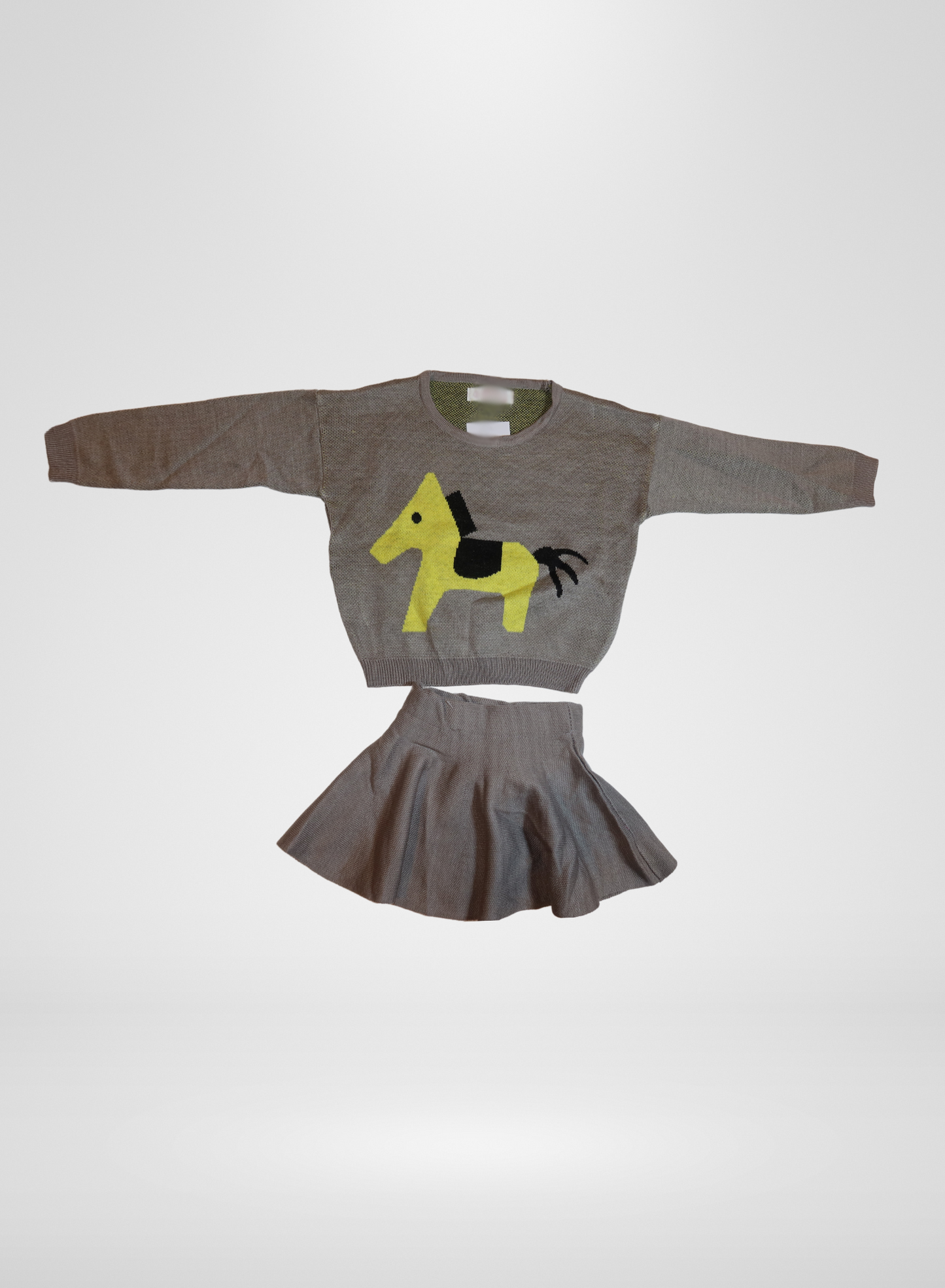 2 Piece Grey Sweater Skirt Set