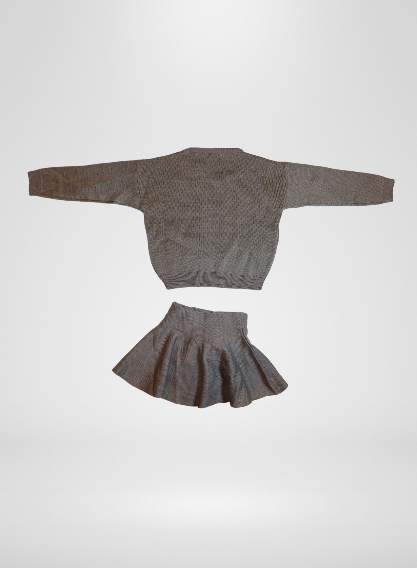 2 Piece Grey Sweater Skirt Set