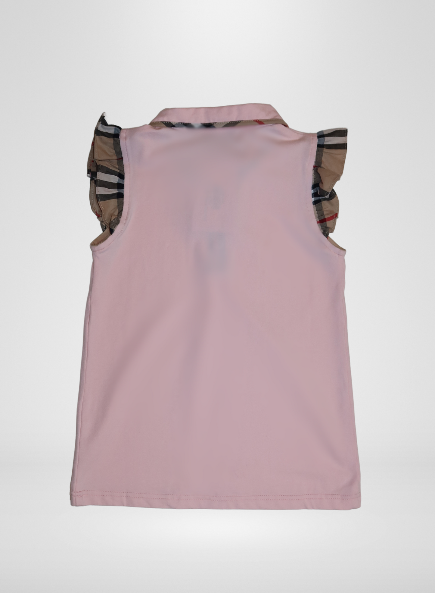 Pink Polo Dress with Plaid Trim