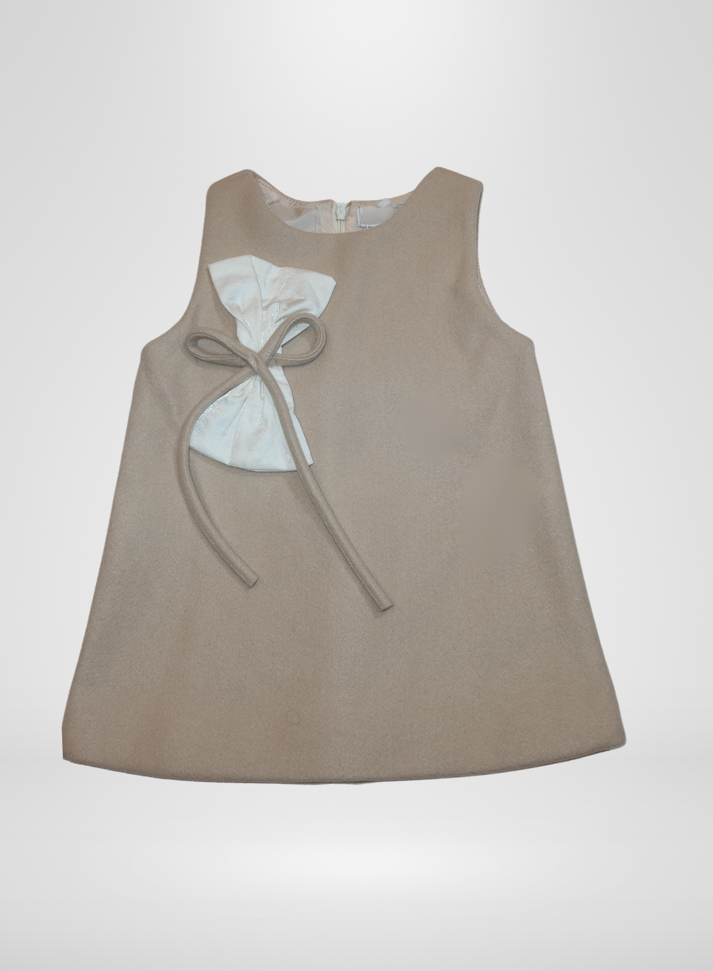 Beige Wool Dress with Bow