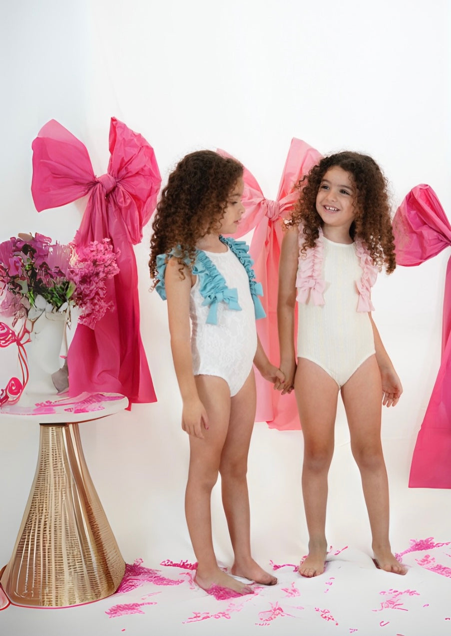 Blue Ruffel detail Bathing suit