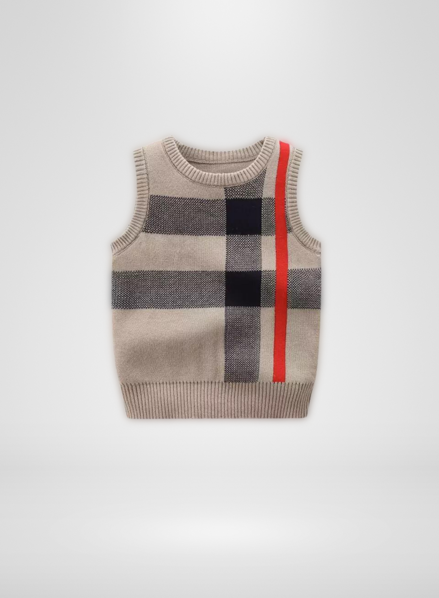 Boys Beige Plaid Vest