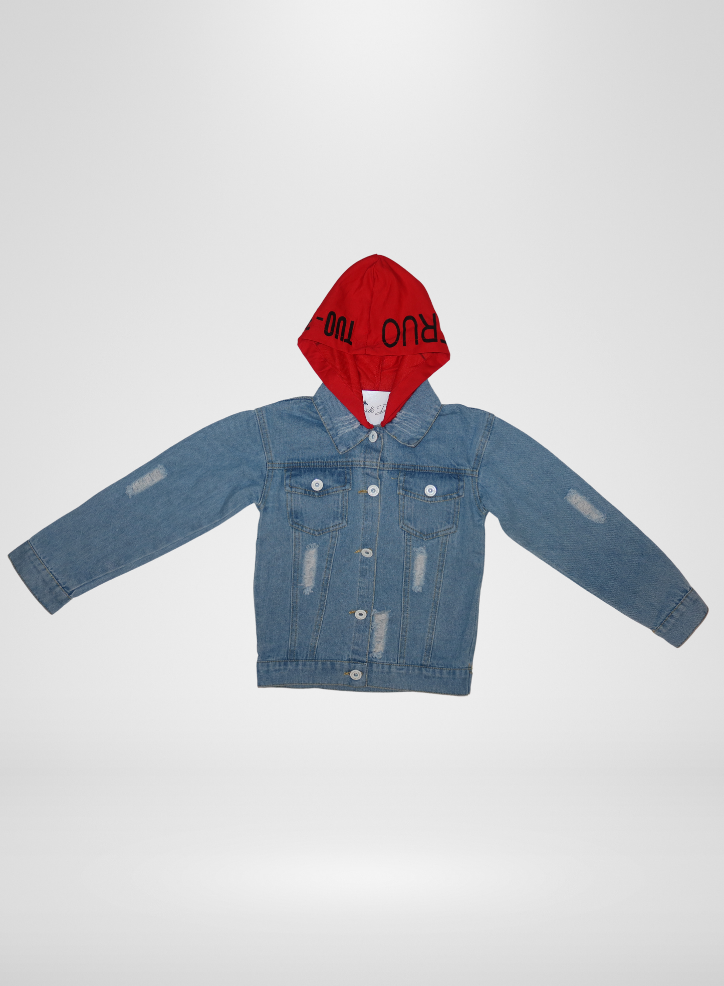 Boys Denim Jacket with Red Hoodie