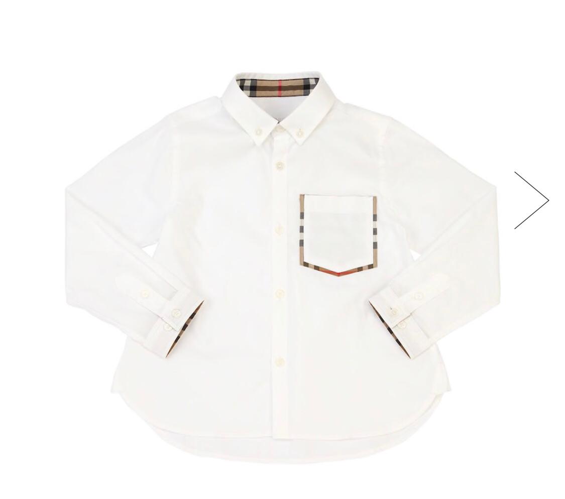 Boys White Button Down Plaid Collar