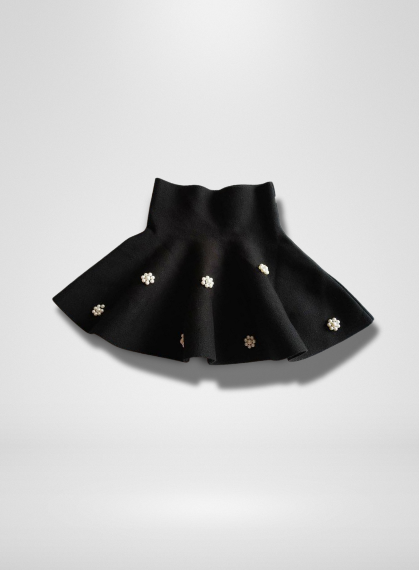 Black Wool Skirt W/ Pearls