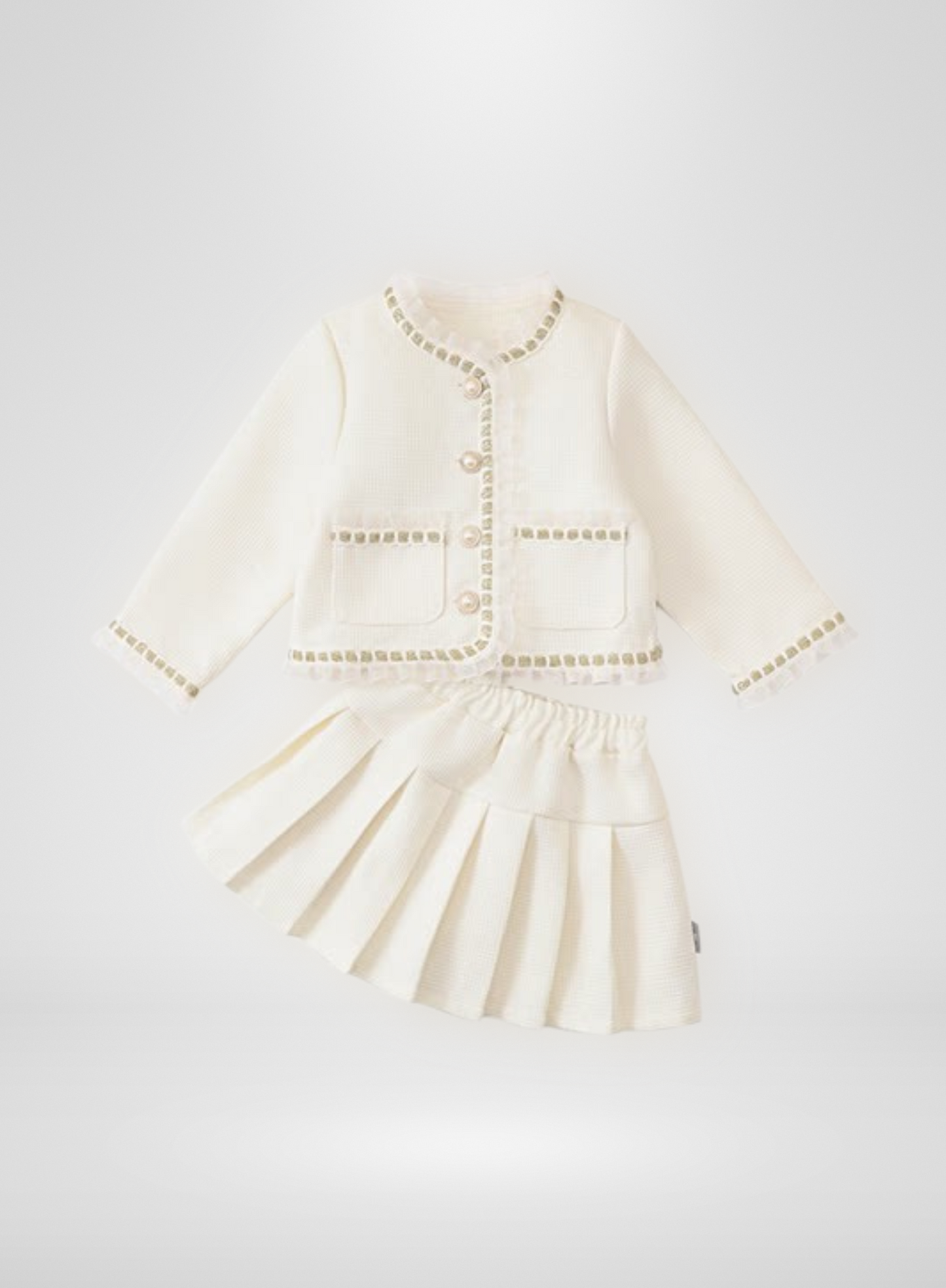 2 Piece Ivory Tweed Skirt Set