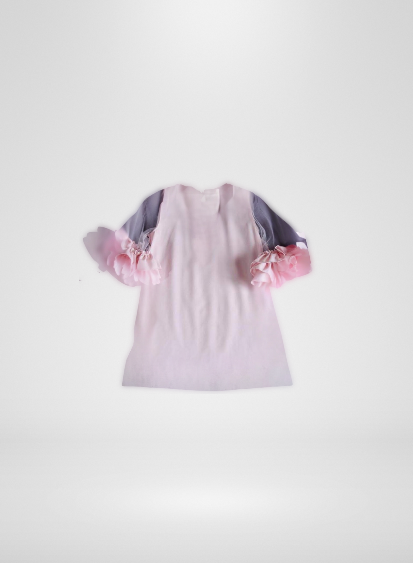 Pink Dress with Sheer Ruffled Sleeves