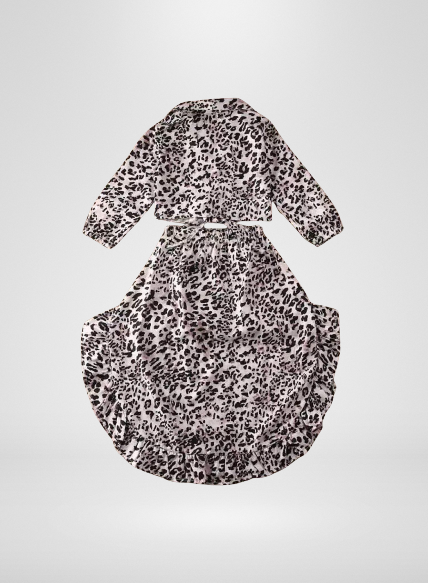 2 Piece Cheetah High Low Skirt Set