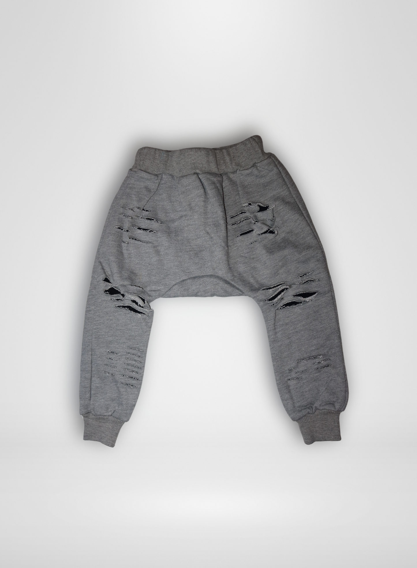 Boys Ripped Grey Sweatpants