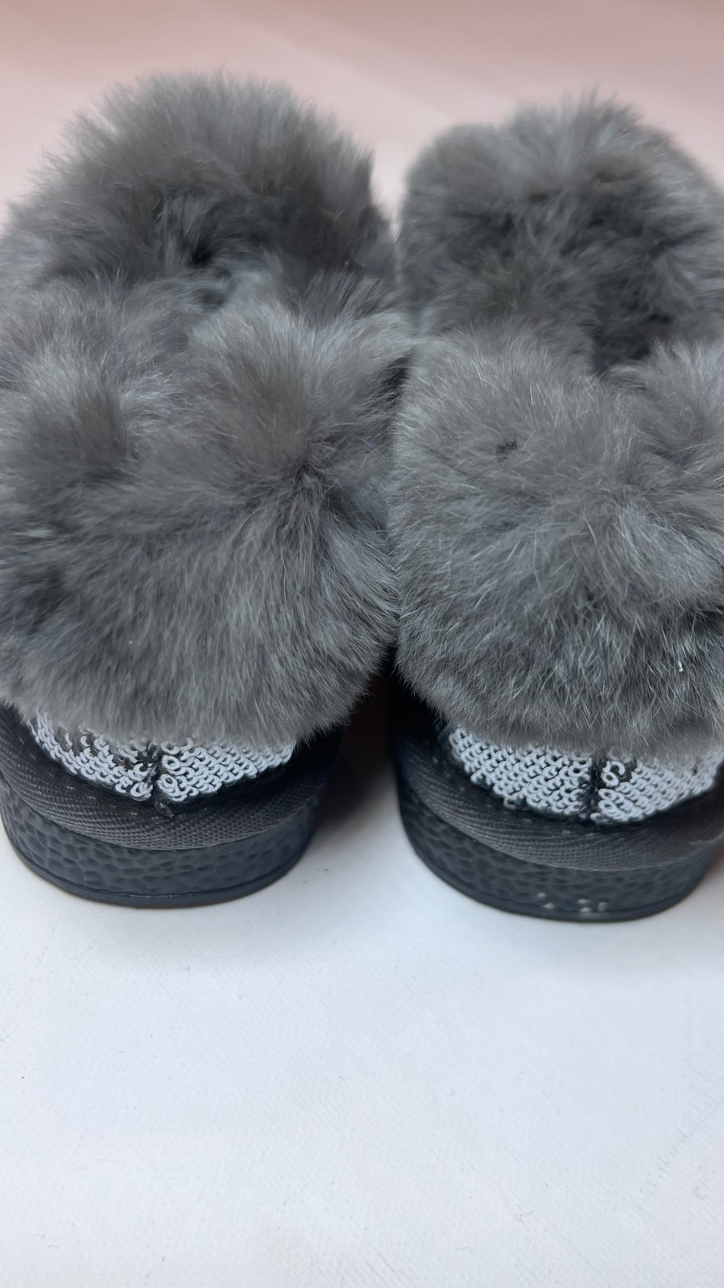 Grey Fuzzy Sparkly Cocq Shoe