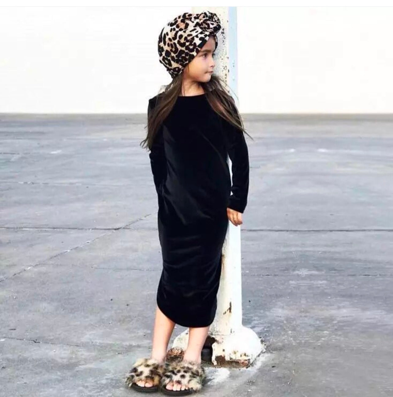 Black Long Sleeve Velvet Dress