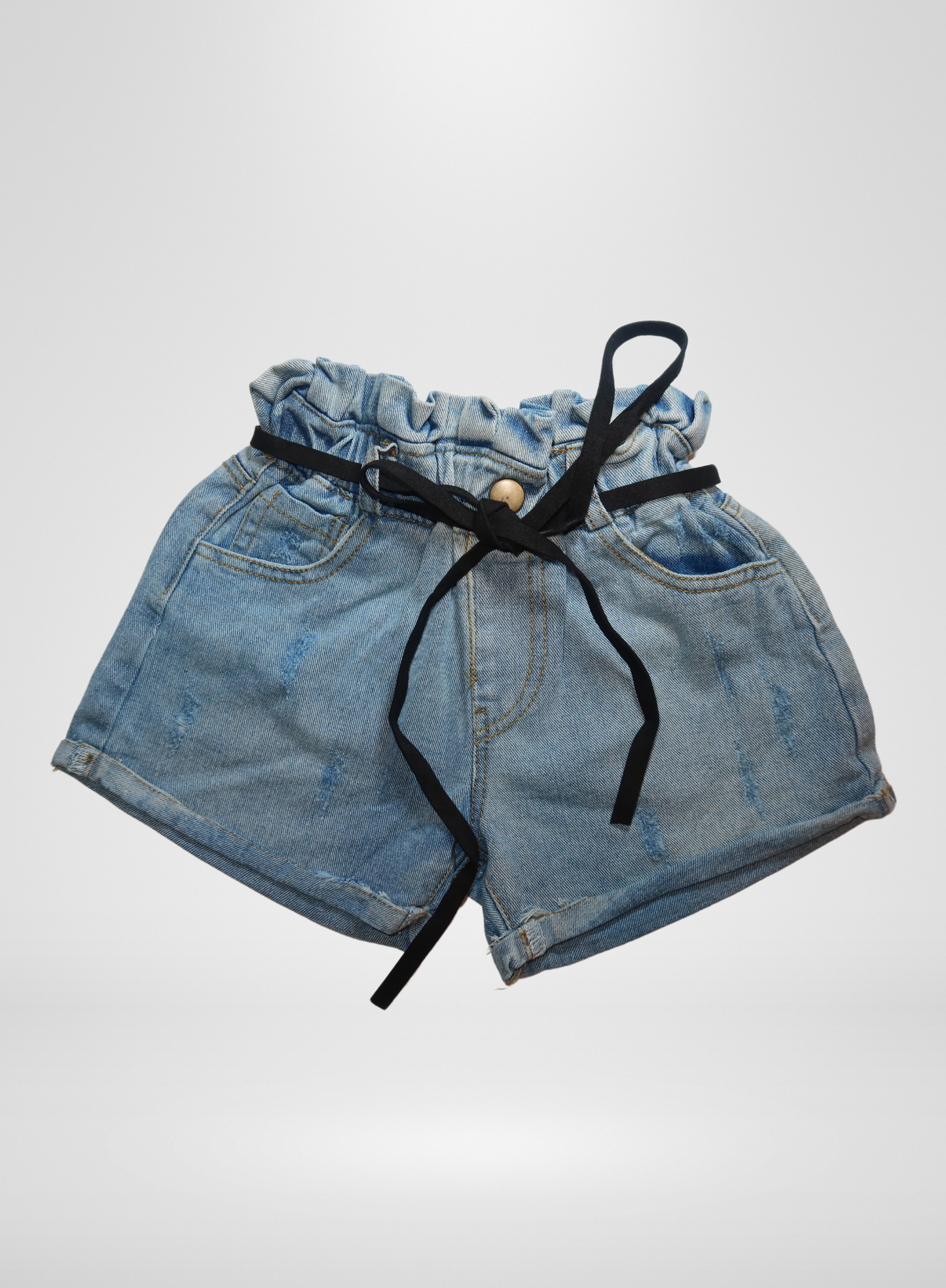 Denim Short w/ Velvet Black Belt
