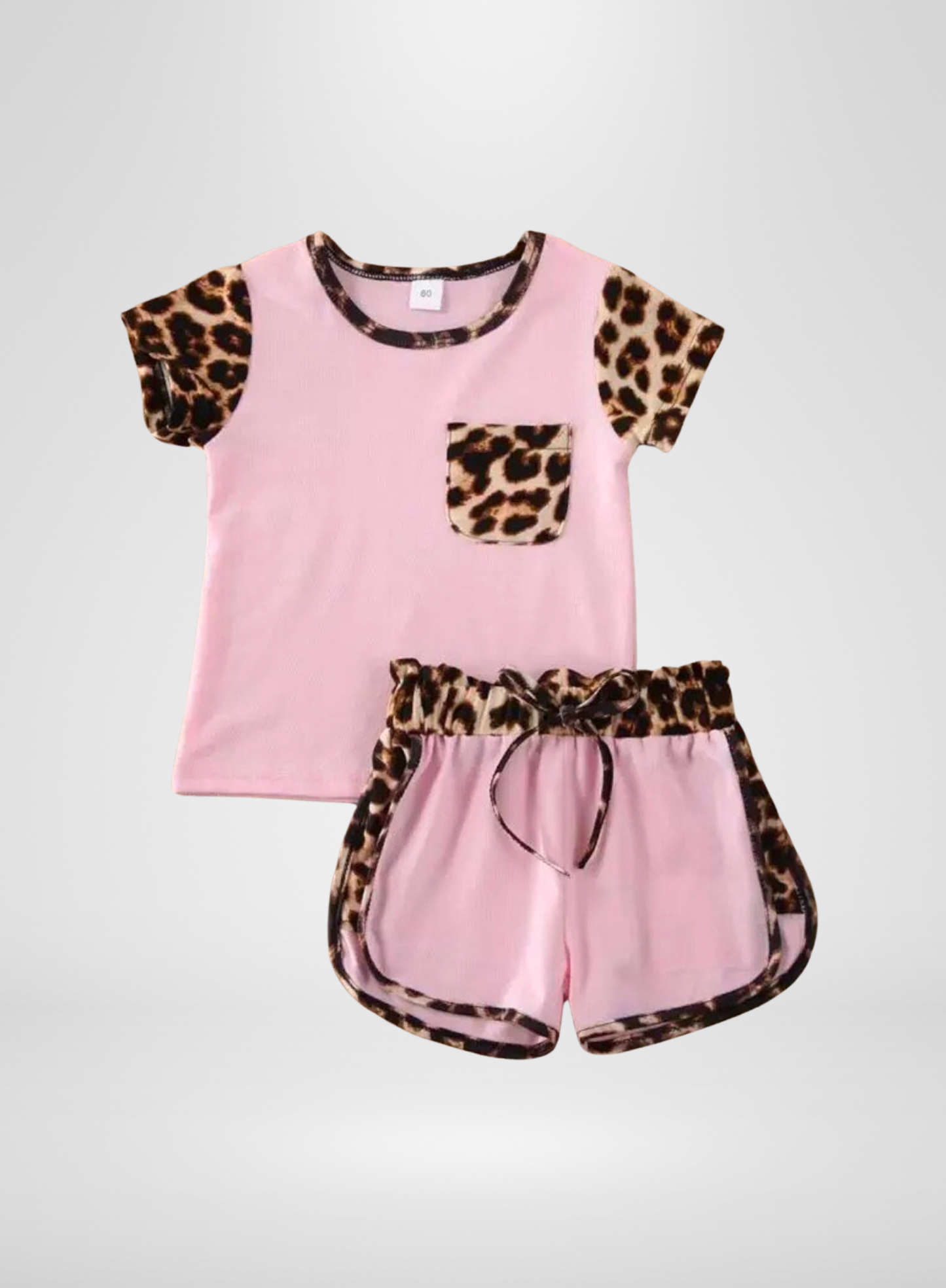 Pink Leopard 2P Short Set