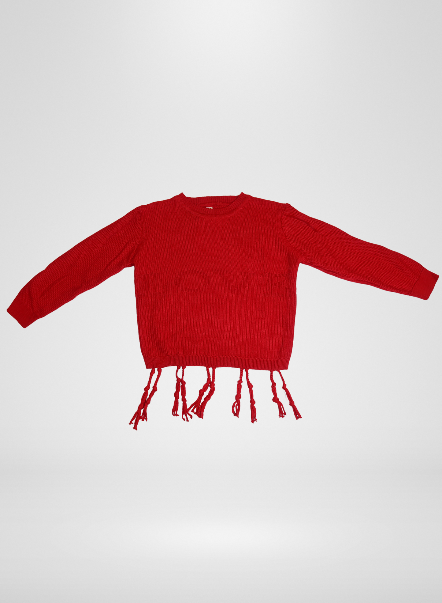 Red Love Sweather w/ Fringe