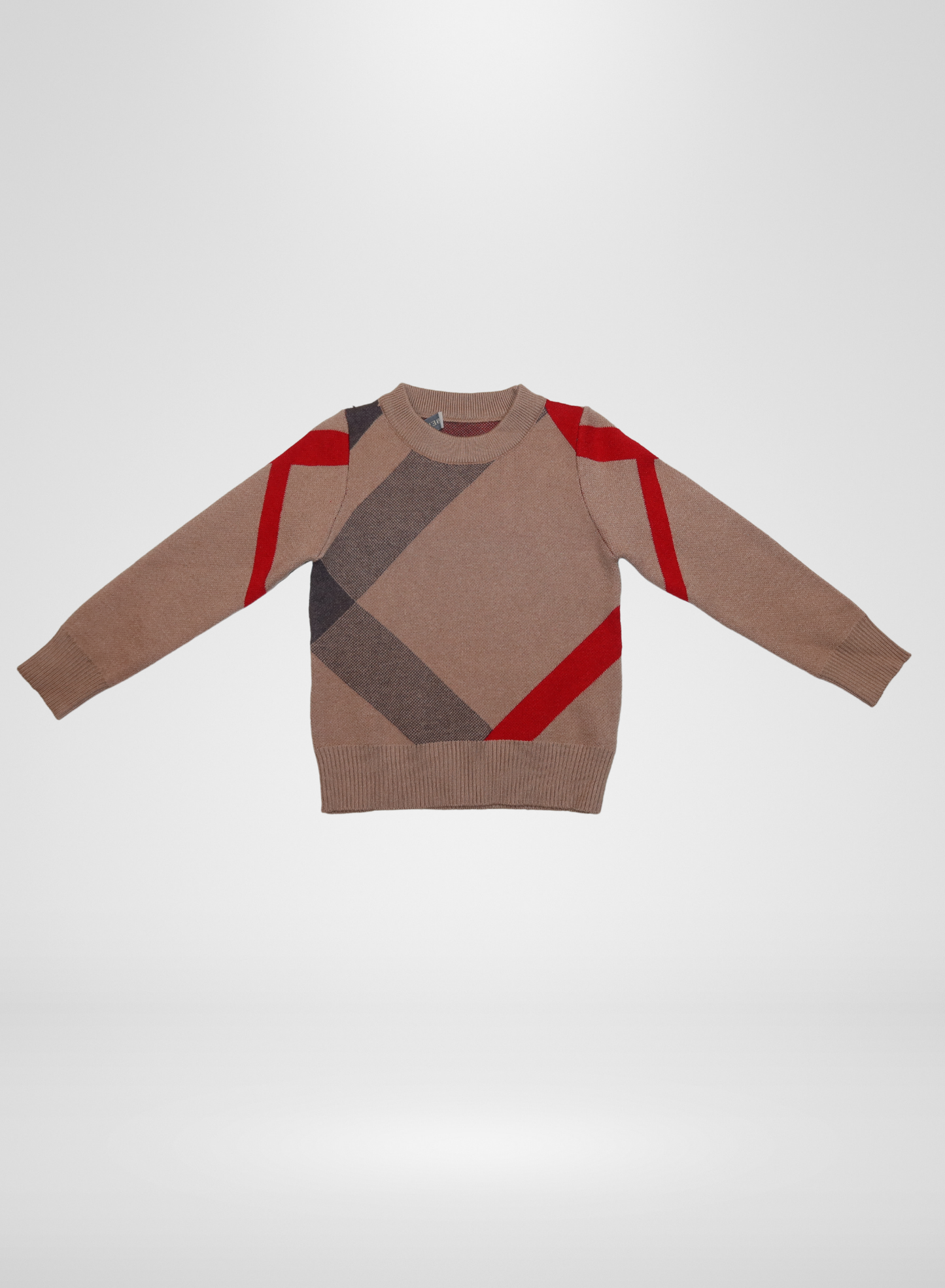 Boys Beige Plaid Sweater
