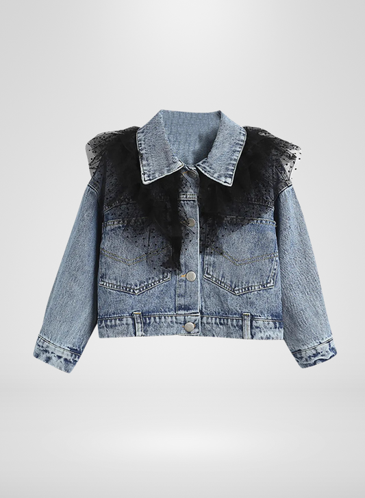 Black Polka Dot Tuul Denim Jacket