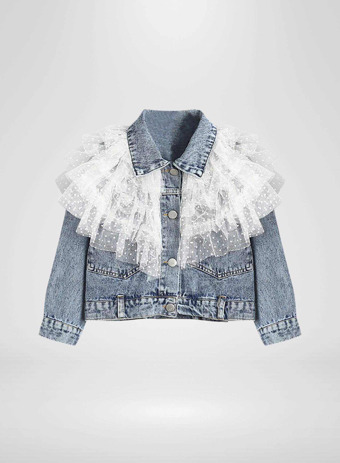 White Polka Dot Tuul Denim Jacket