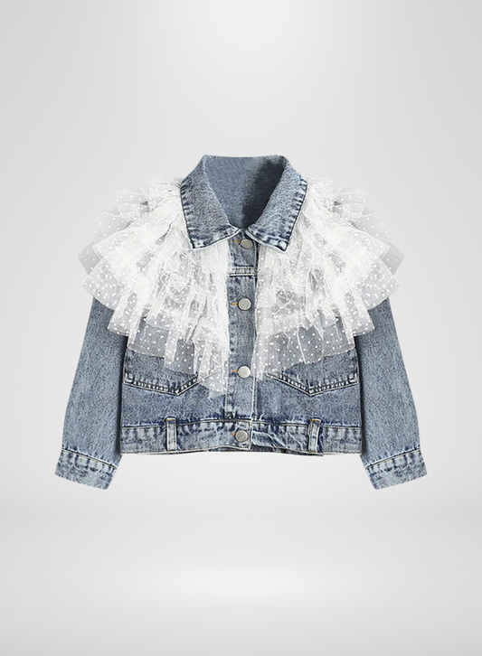 White Polka Dot Tuul Denim Jacket