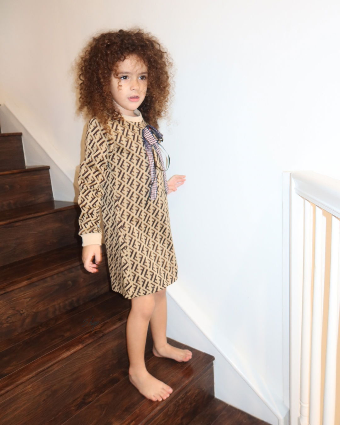 Fashion Dress with Detachable tweed bow
