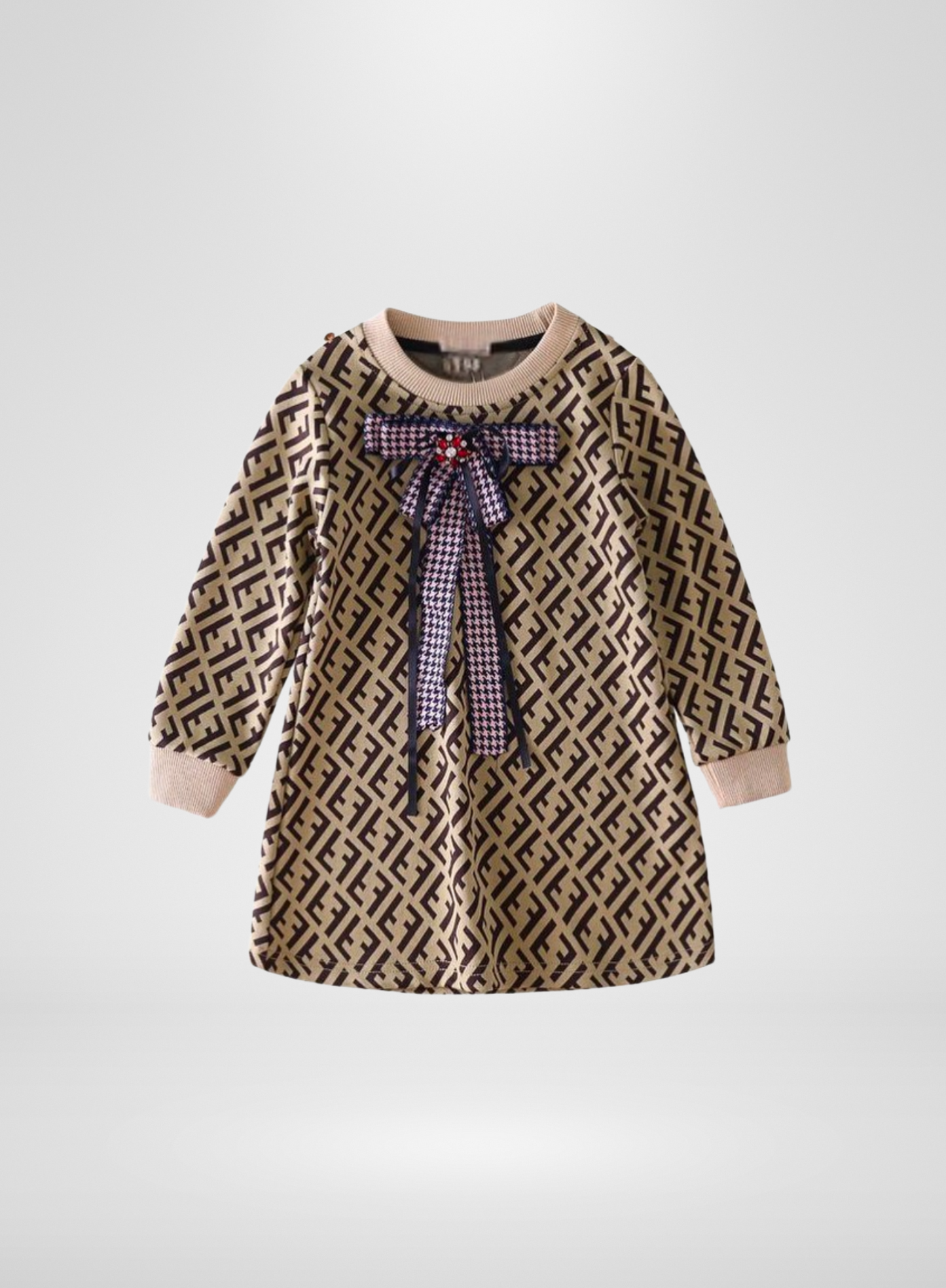 Fashion Dress with Detachable tweed bow