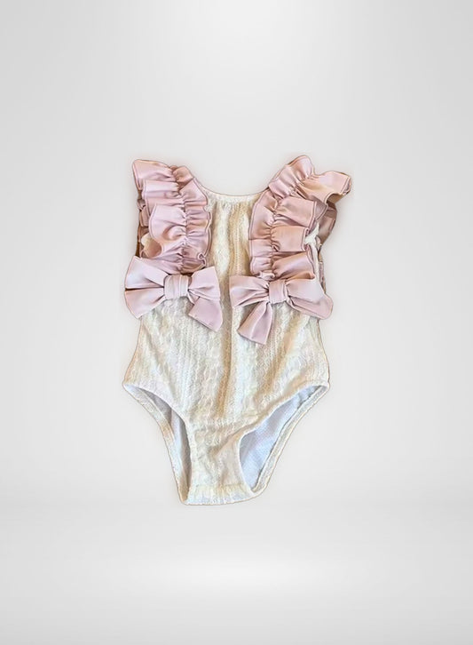 Pink Ruffel detail Bathing suit