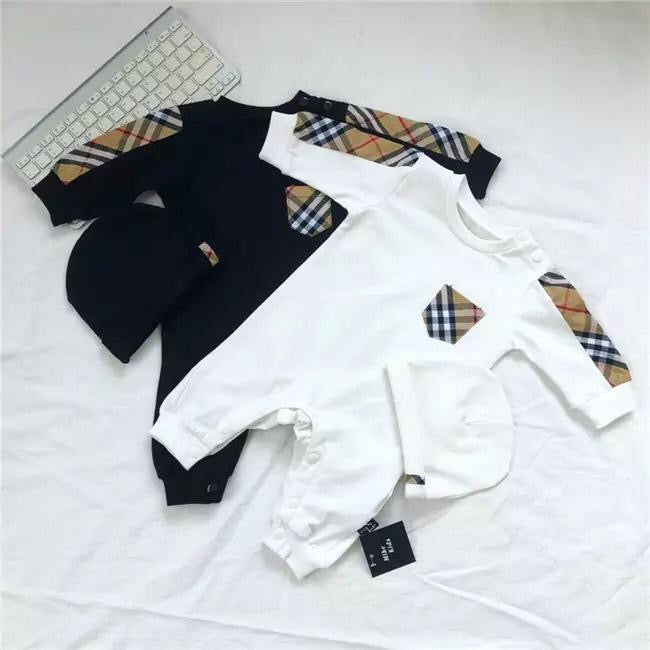 Boys Black Onesie w/ Plaid Sleeve and Pocket w/hat